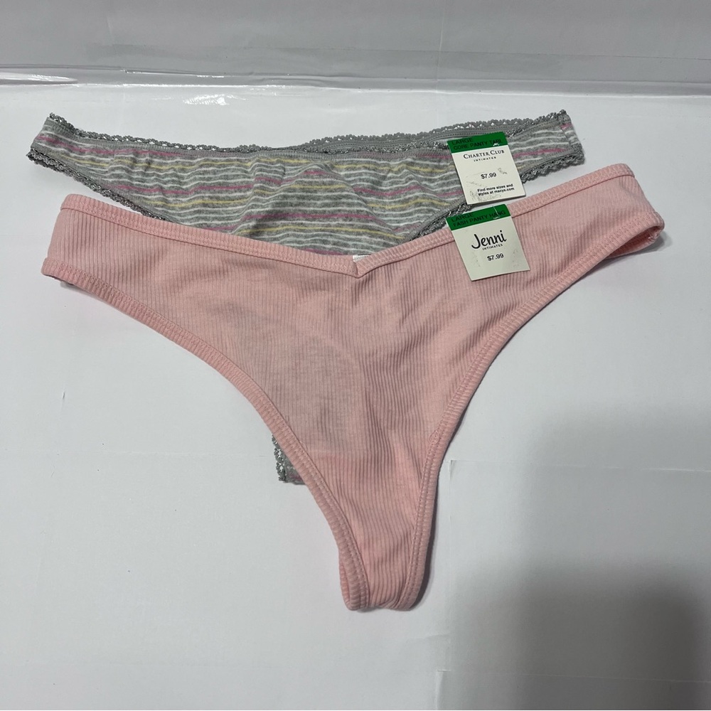 Jenni Intimates & Chapter Club Thong Panties Size L Lot Of 2